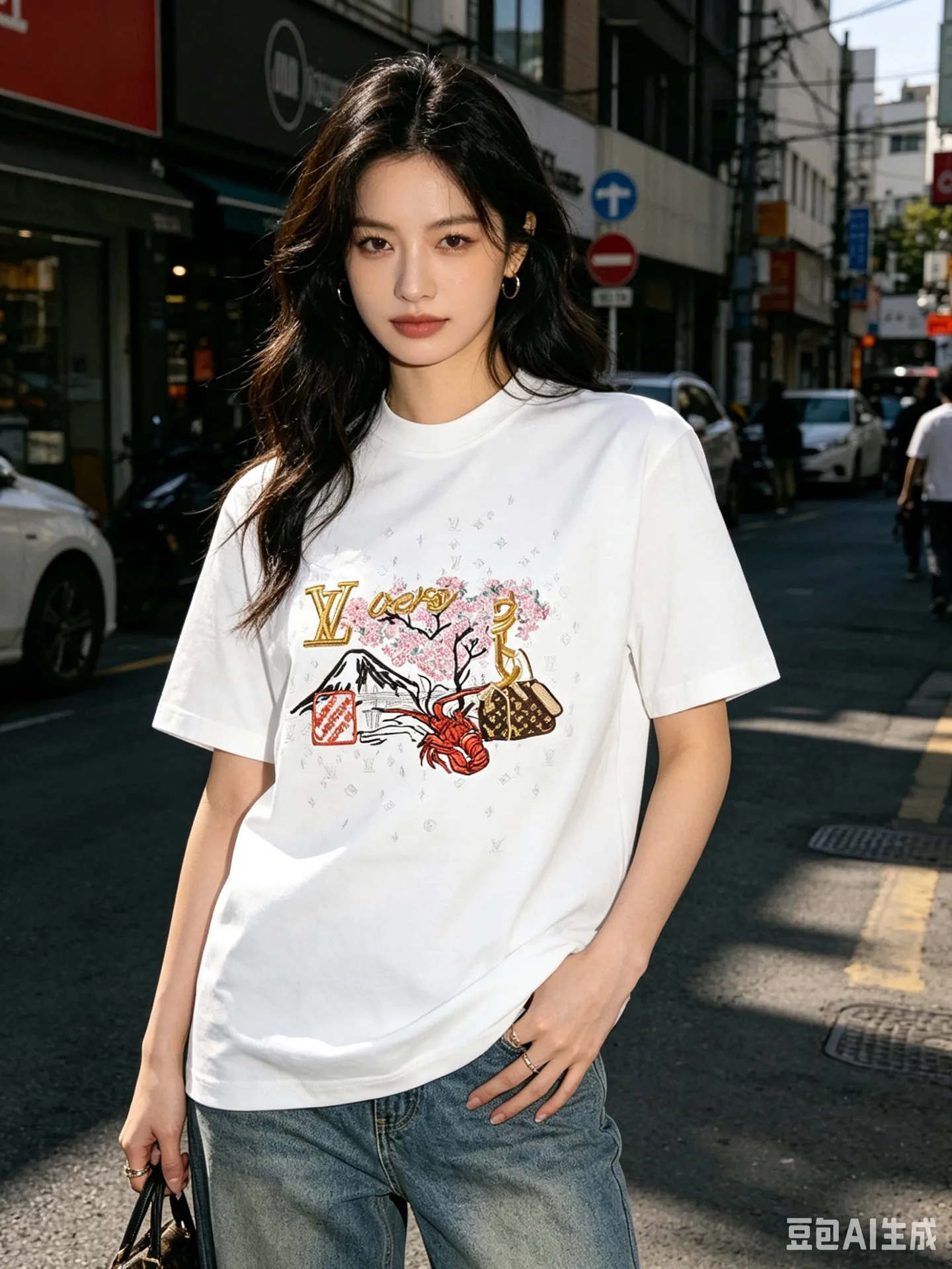Louis Vuitton/Louis Vuitton cultural landscape elements embroidered short sleeves